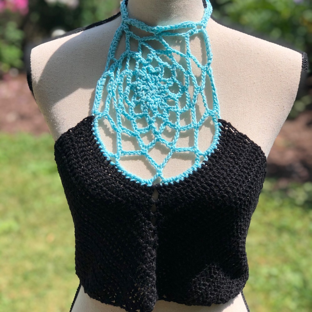 100% Cotton Handmade crochet Large sacred geometry halter top